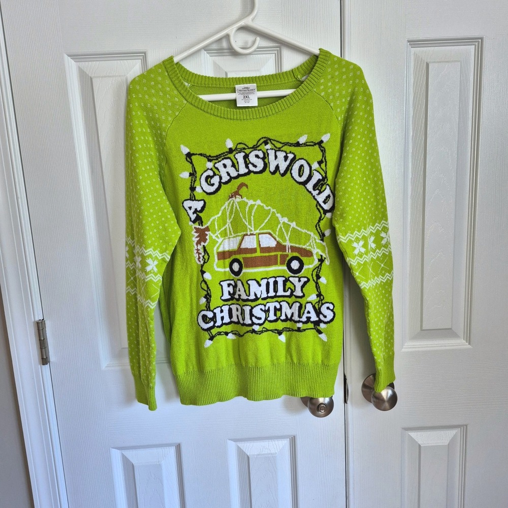 Griswold Family Christmas green‎ Christmas Vacation tacky sweater juniors 2XL